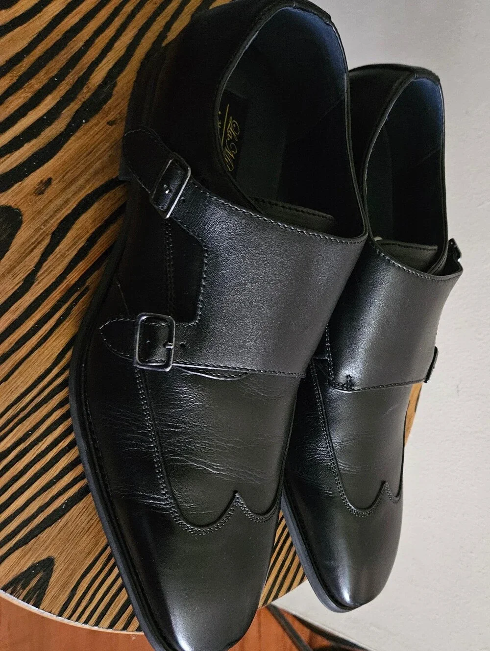 DeMilano Black Leather Monk Strap Oxfords